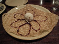 Buckwheat galette with buckwheat honey and buckwheat ice cream